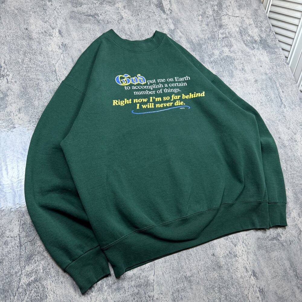 Vintage 90s God Put Me On Earth Funny Heavyweight Sweatshirt
